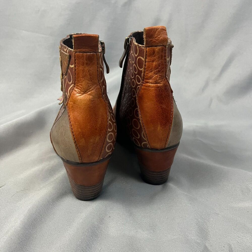 L’Artiste Brown Leather Boots‎ Womens Sz 6.5 Artsy Statement Espresso Fall Style - Picture 3 of 9